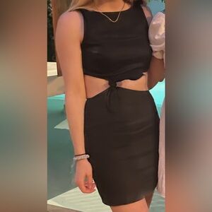 Sir the label black linen dress with cutouts